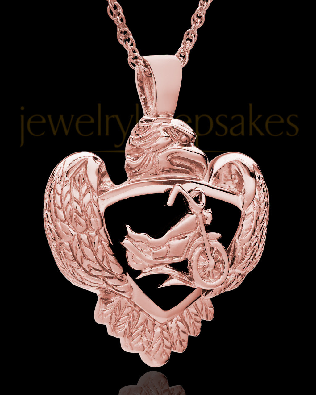14K Rose Gold Cycle Heart Cremation Jewelry
