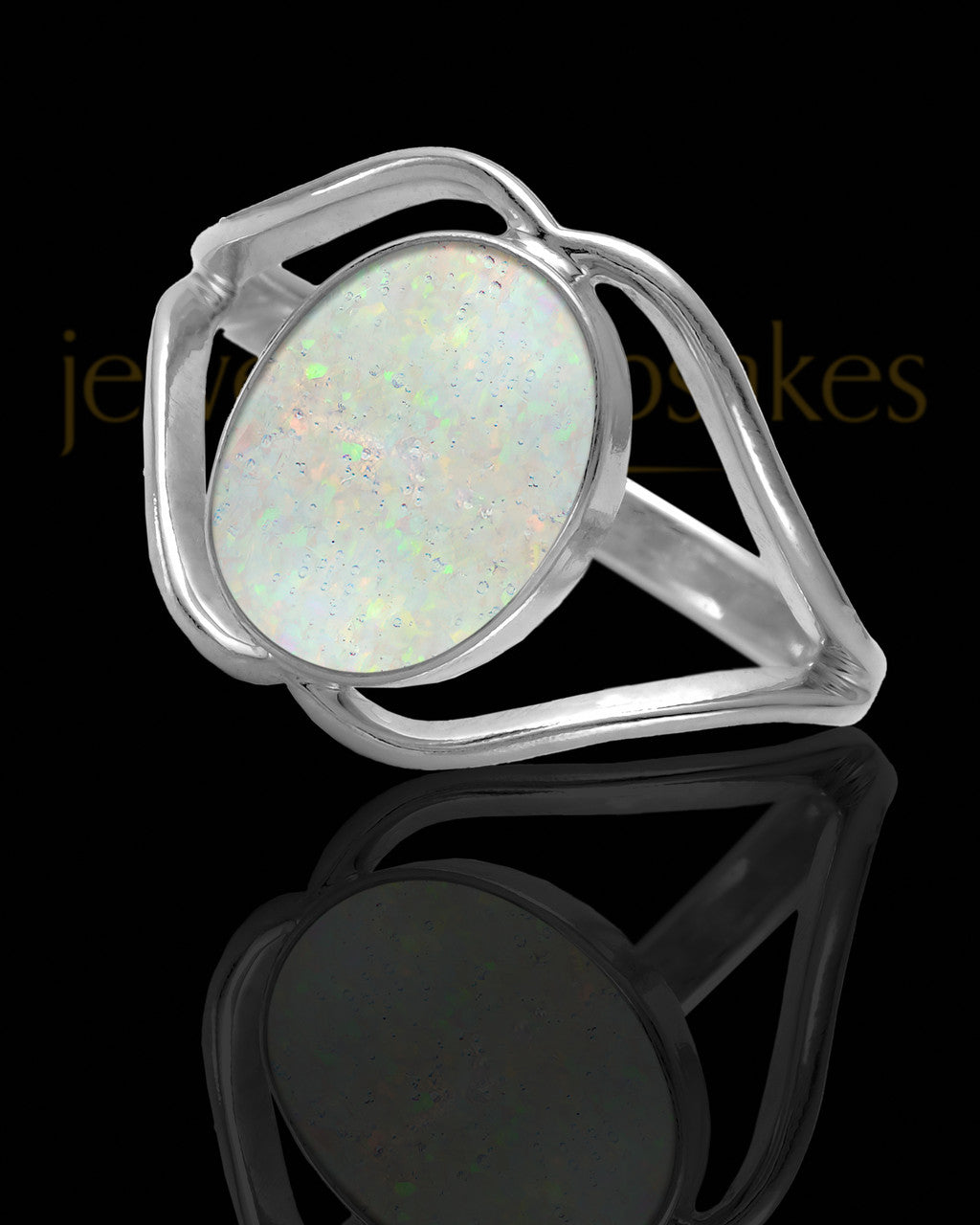 Ladies Yardley Crushed Linen Opal Silver Ash Ring