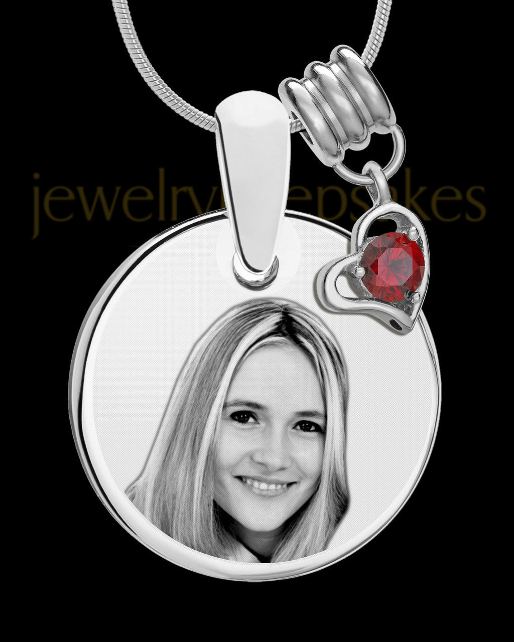 January Photo Engraved Round Pendant Stainless Steel