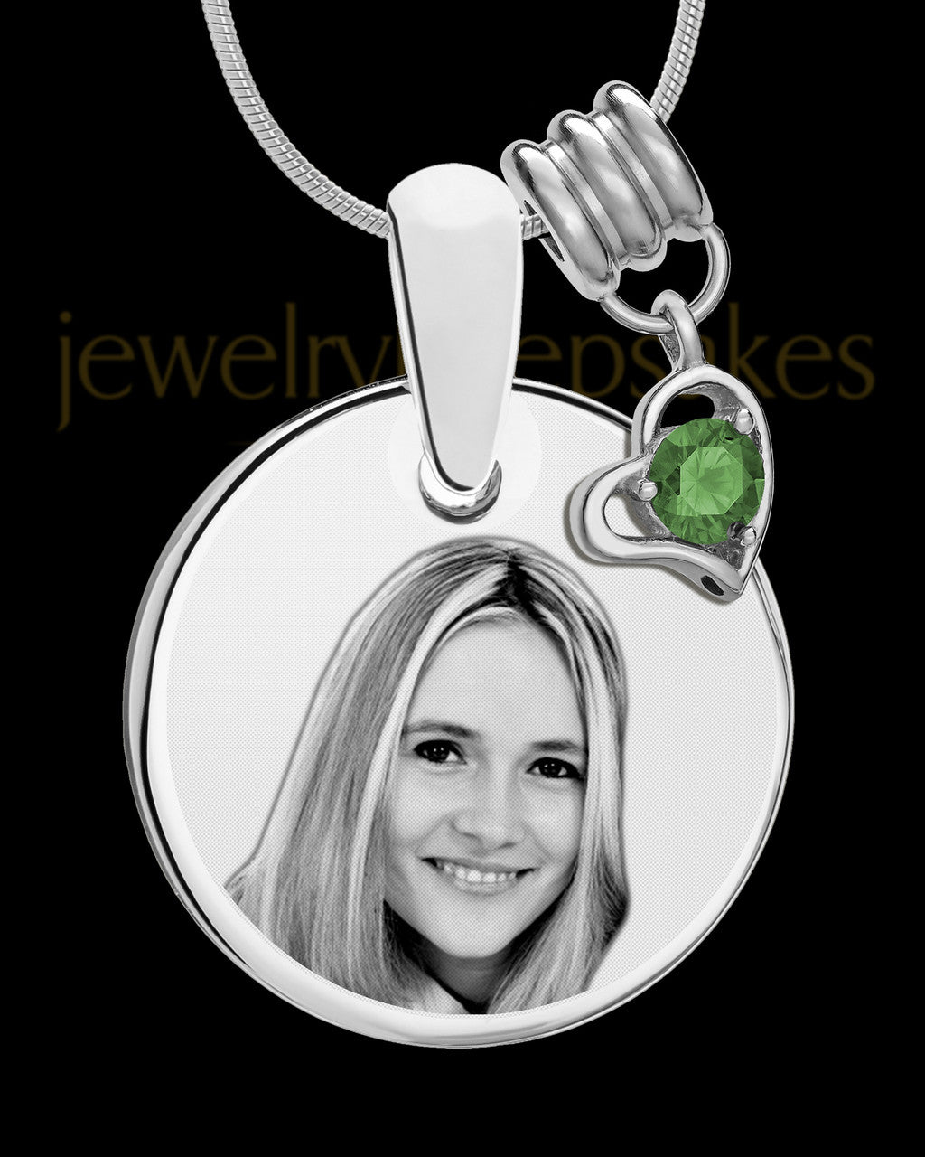 May Photo Engraved Round Pendant Stainless Steel