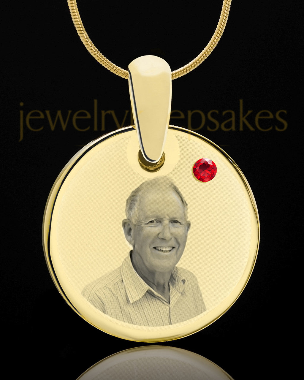 July Birthstone Gold Photo Round Pendant