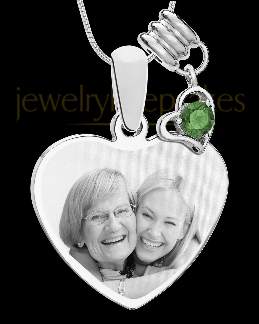 May Stainless Steel Memories Heart-Shaped Photo Engraved Pendant