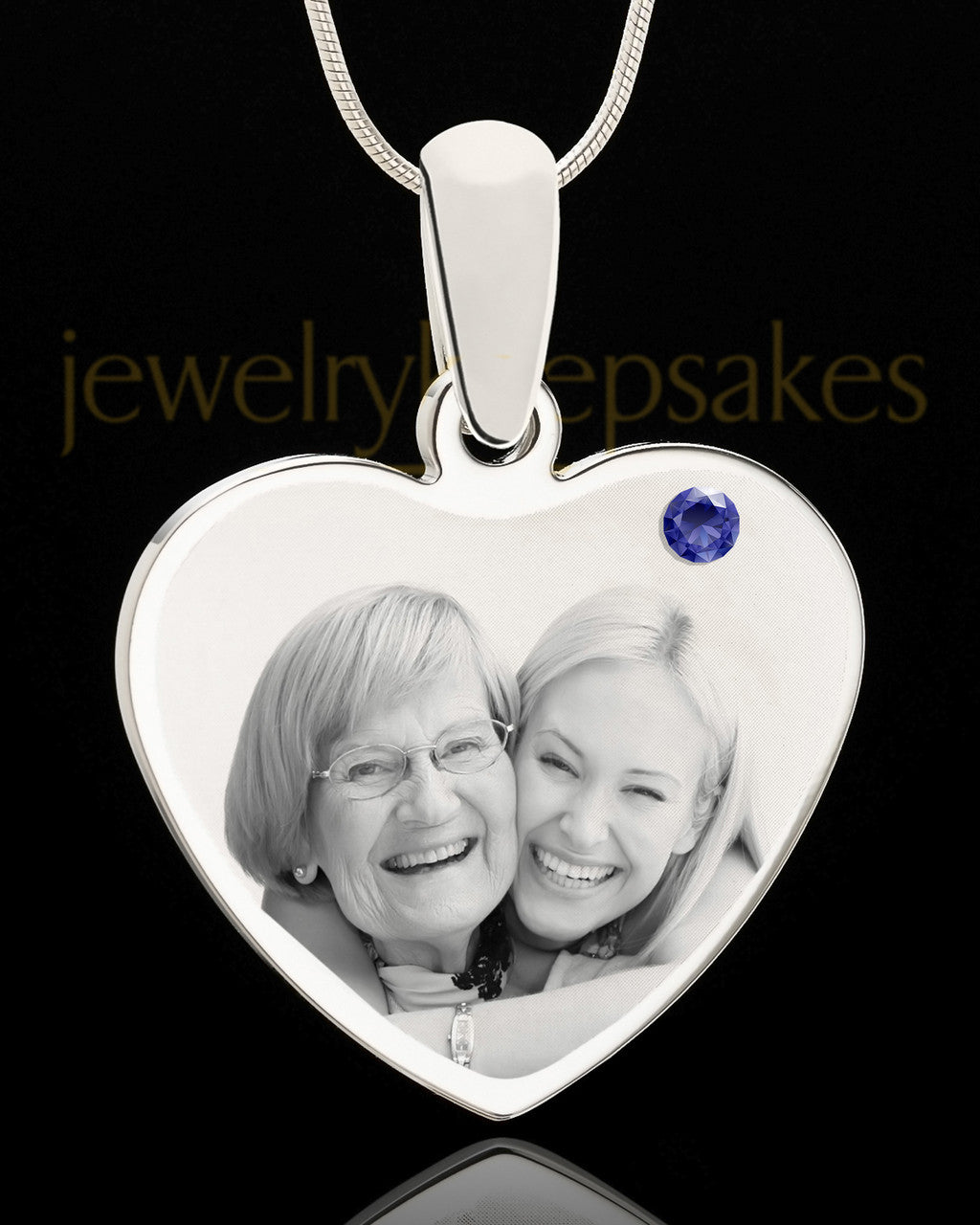September Stainless Steel Memories Heart Photo Pendant