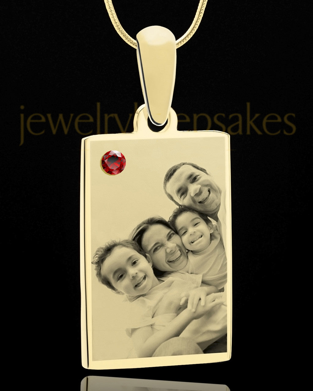 January Rectangle Gold Plated Photo Engraved Pendant
