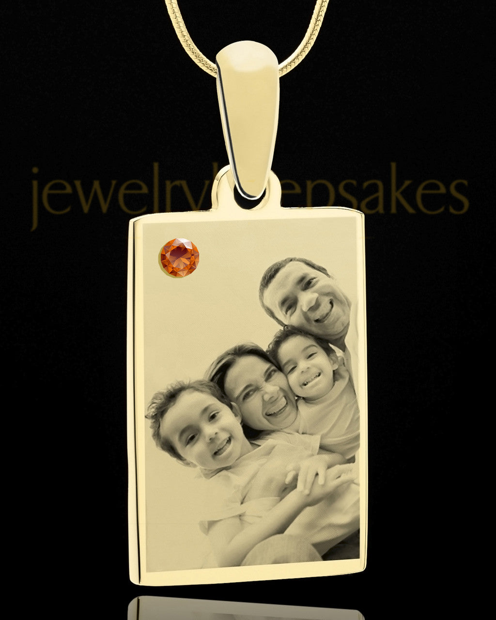 November Rectangle Gold Plated Photo Engraved Pendant