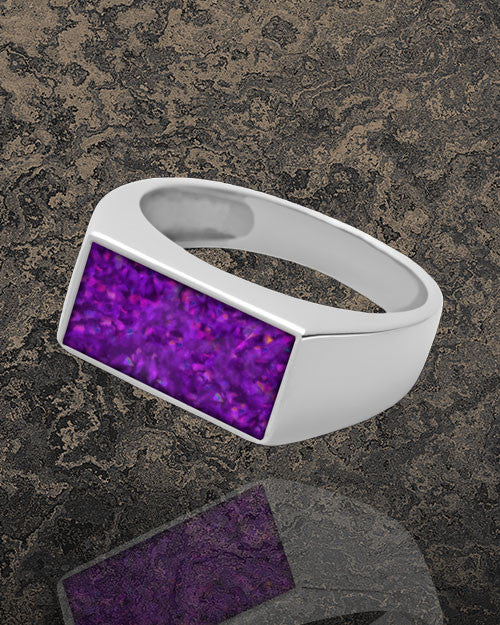 Men's Dumaine Orchid Pearl Opal Silver Ash Ring