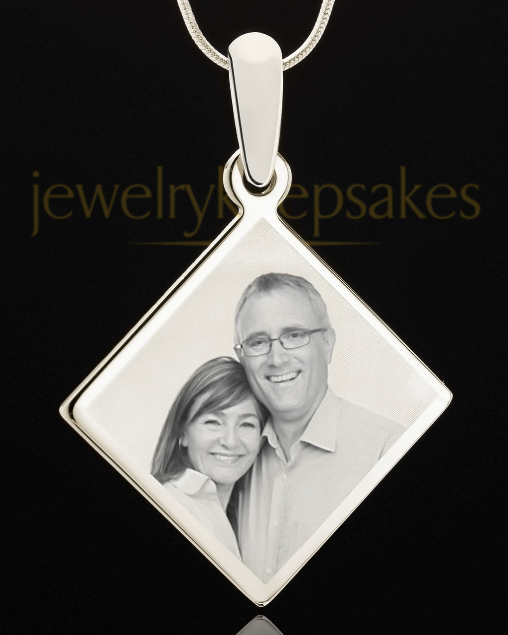 Photo Engraved Diamond Pendant Stainless Steel