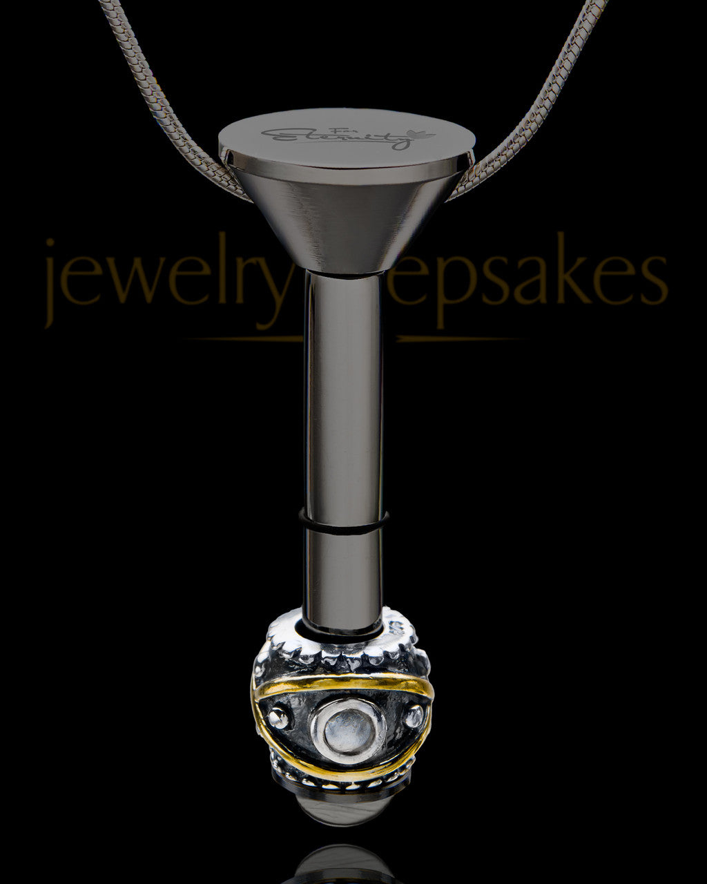 Black Stainless Millenium Cremation Pendant with Steadfast Charm