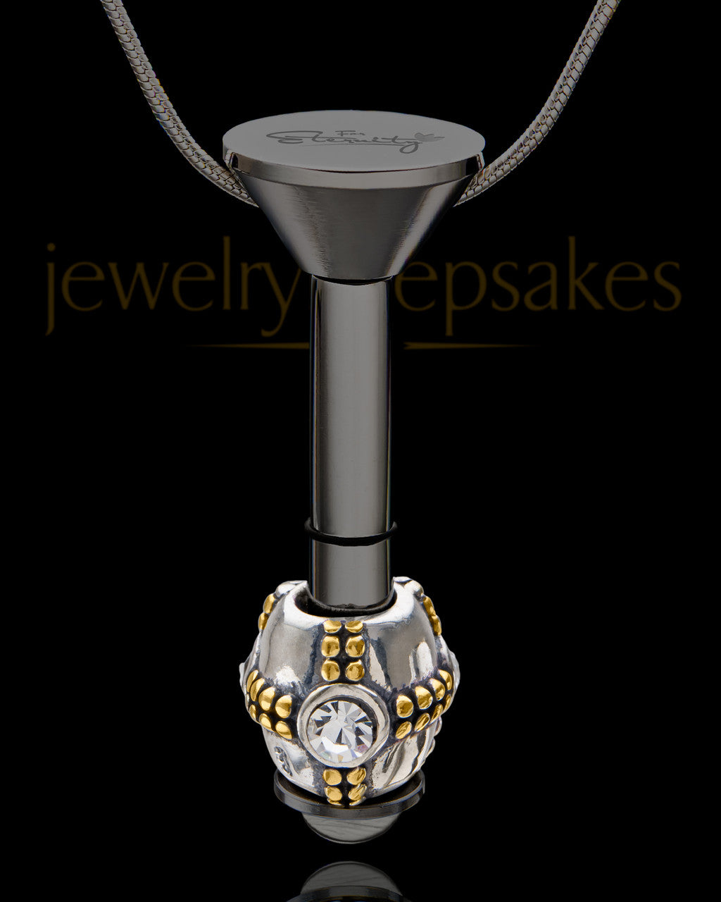 Black Stainless Millenium Cremation Pendant with Sparkle Charm