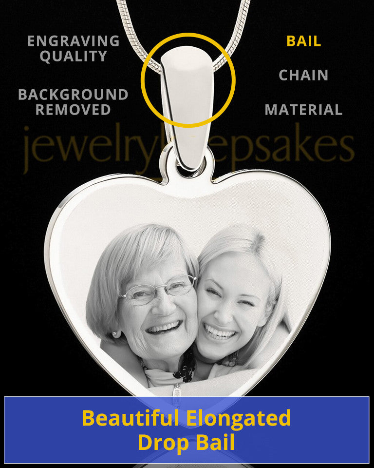 Personalized Engraved Heart Photo Pendant Necklace In Stainless Steel