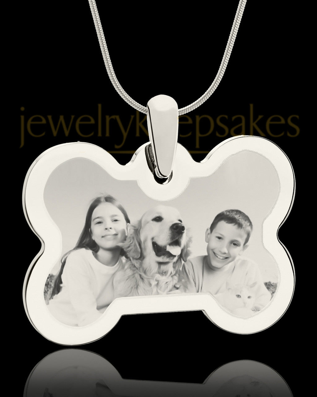 Photo Engraved Bone Pet Pendant Silver Plated