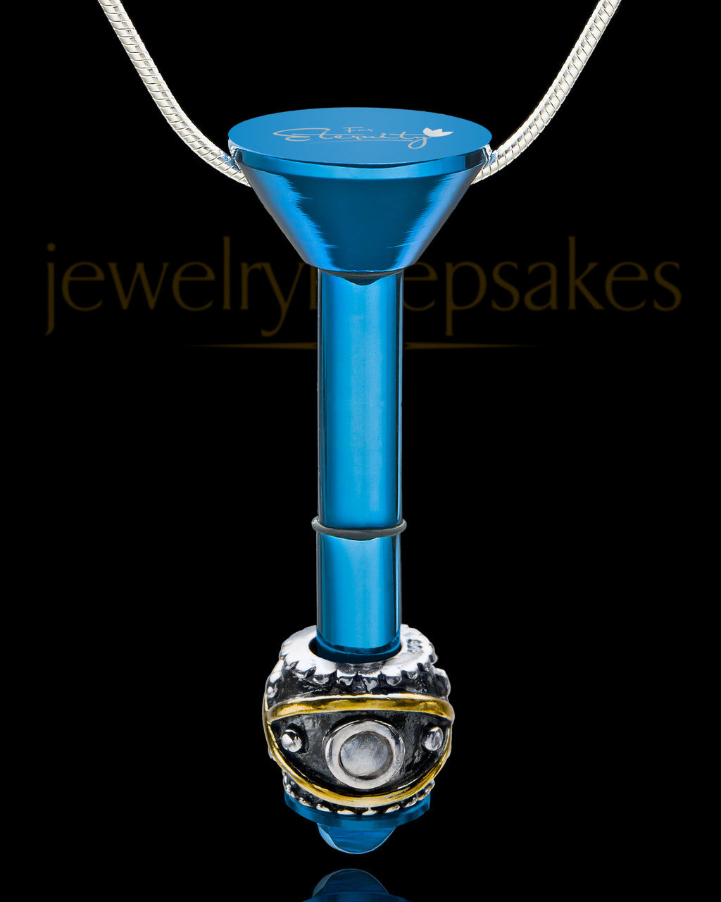 Blue Stainless Millenium Cremation Pendant with Steadfast Charm