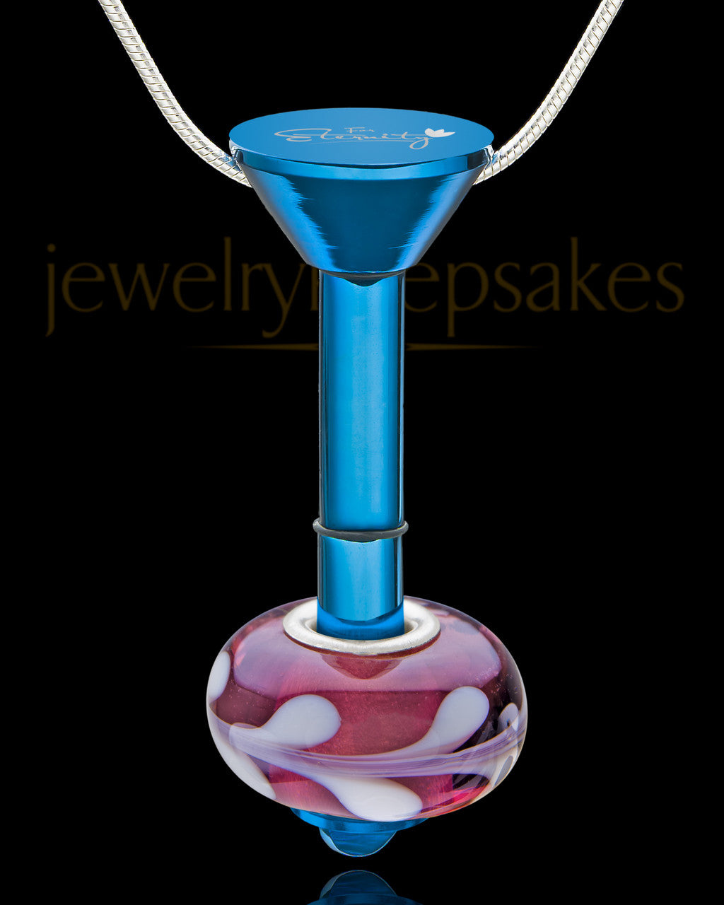 Blue Stainless Millenium Cremation Pendant with Charmed Charm