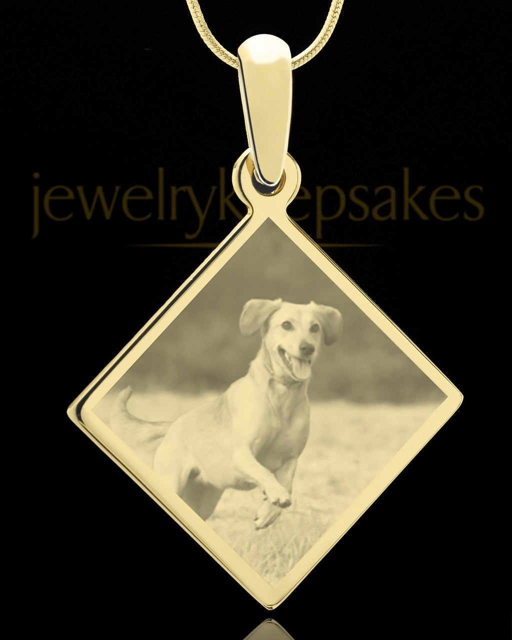 Photo Engraved Diamond Pet Pendant Gold Plated over Stainless Steel