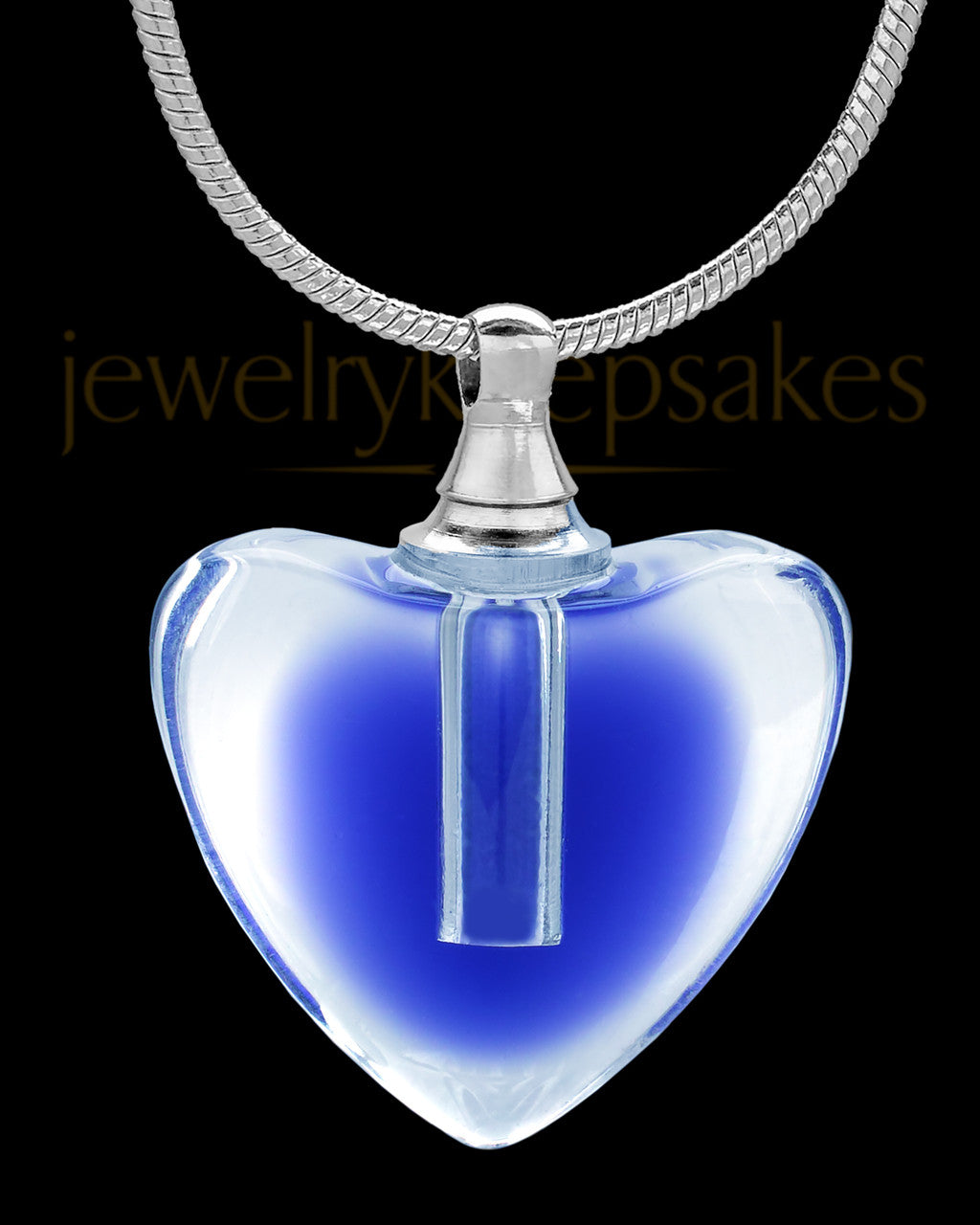 Blue Glass Beating Heart Cremation Pendant