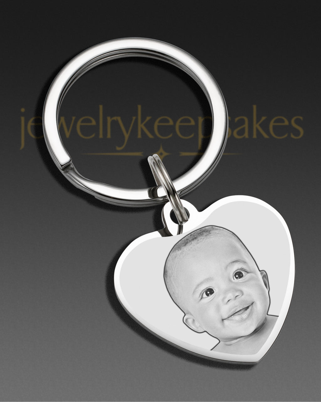 Memorial Keychain Jewelry Stainless Steel Heart Photo Engraved
