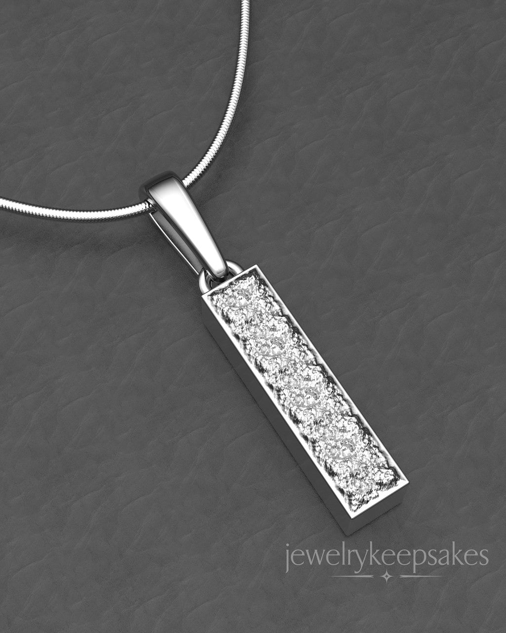 Sterling Silver Textured Rectangle Permanently Sealed Waterproof Cremation Pendant