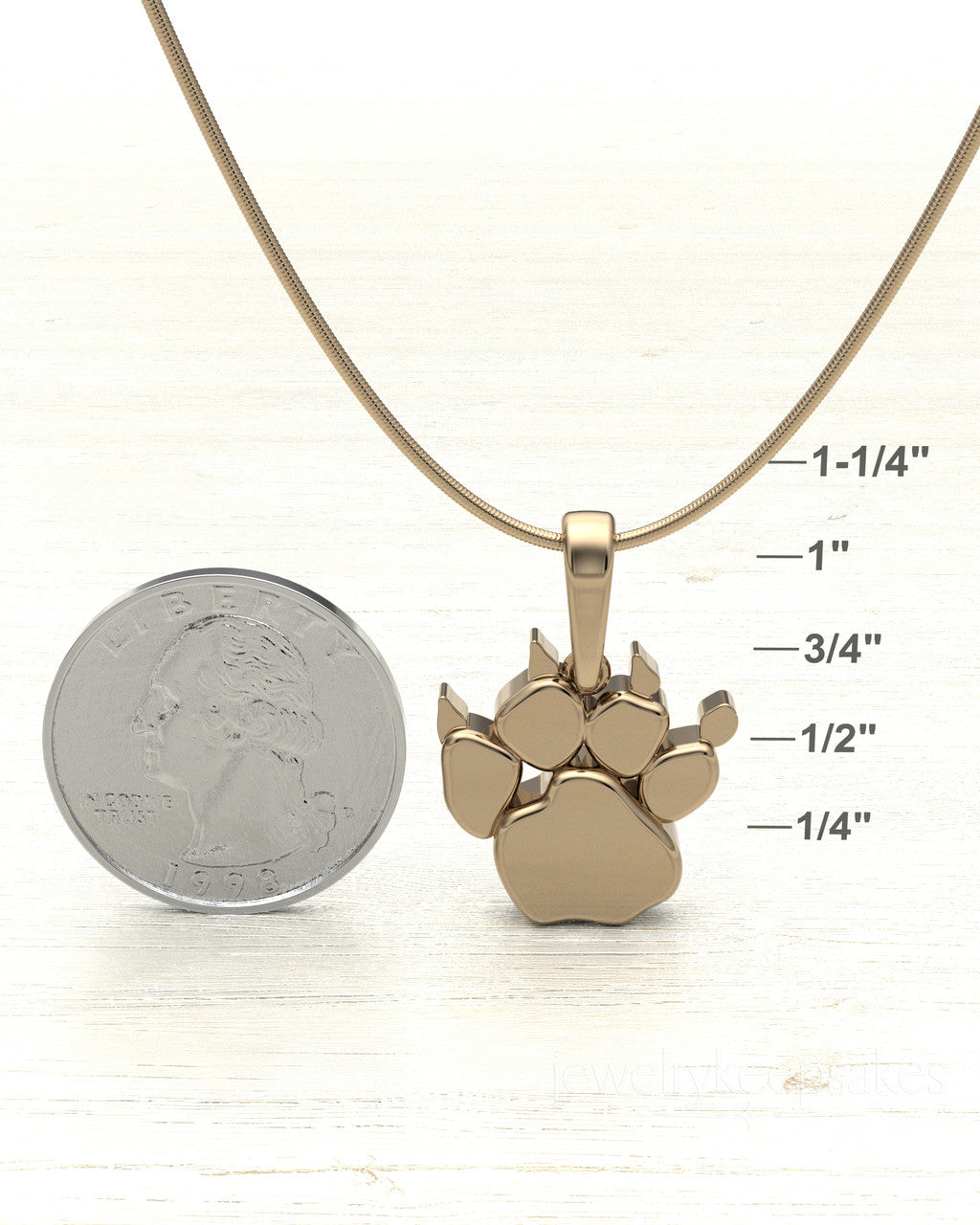 Solid 14k Gold Paw Permanently Sealed Waterproof Cremation Pendant