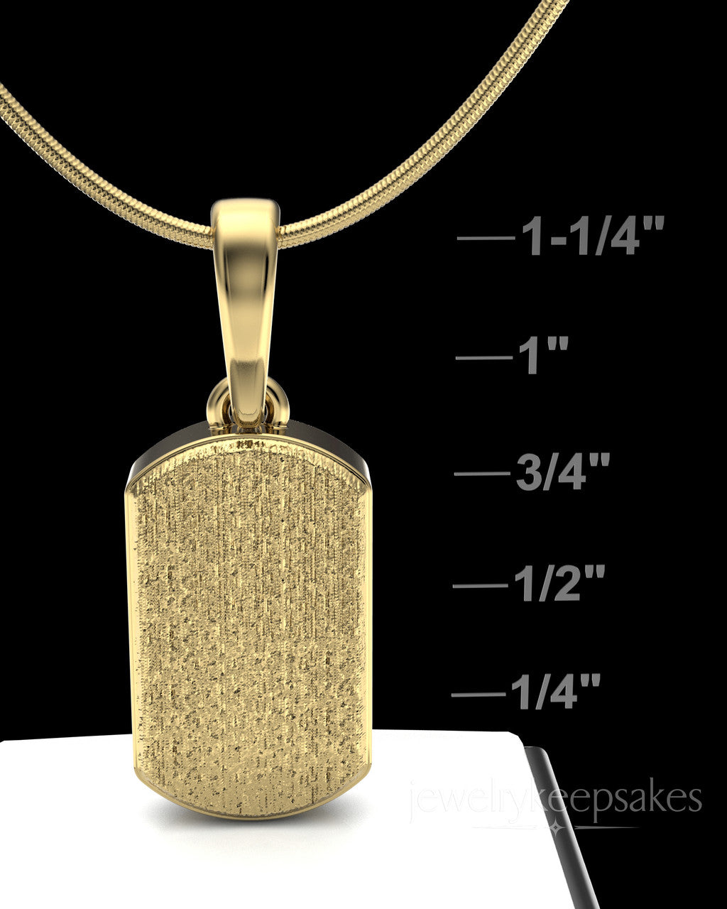 Gold Plated Textured Dog Tag Permanently Sealed Waterproof Cremation Pendant