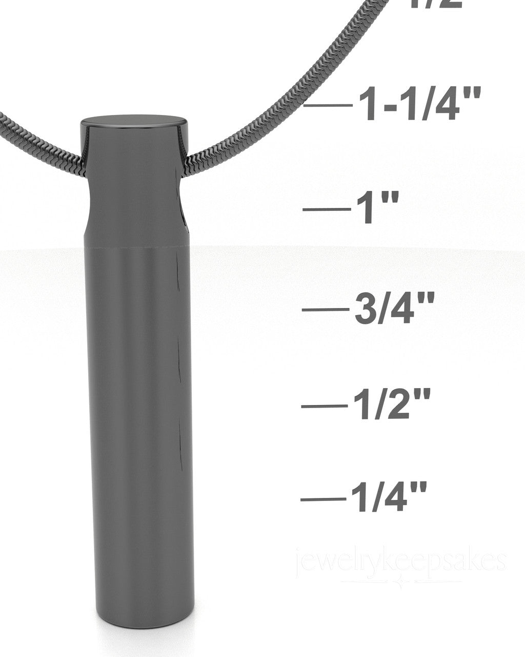 Black Plated Long Cylinder Permanently Sealed Waterproof Cremation Pendant