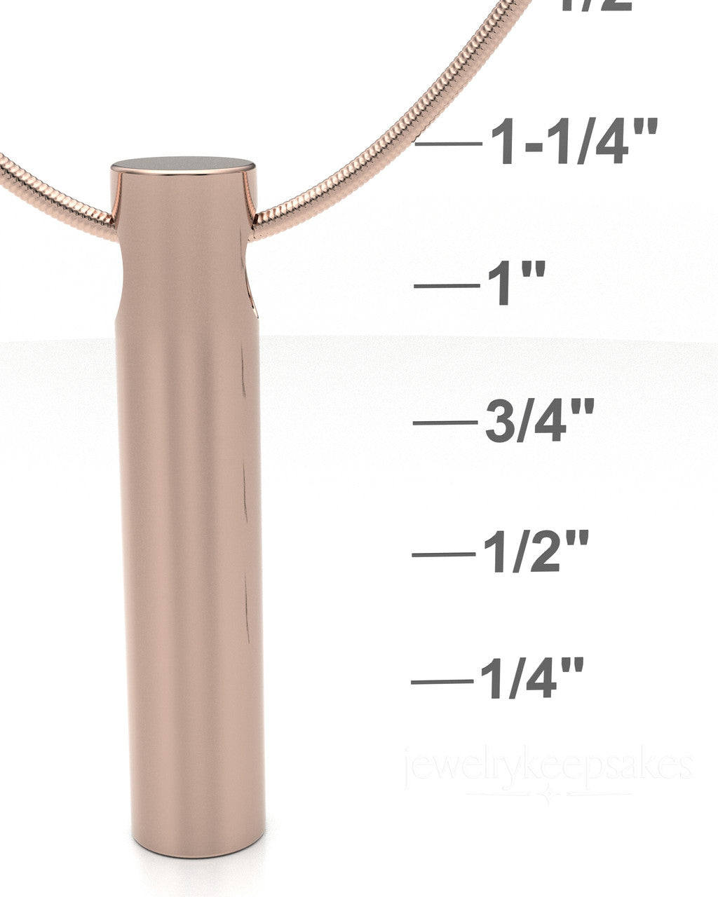 Solid 14K Rose Gold Long Cylinder Permanently Sealed Waterproof Cremation Pendant
