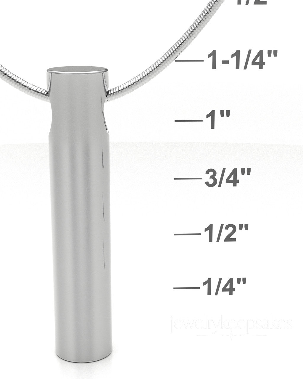 Solid 14k White Gold Long Cylinder Permanently Sealed Waterproof Cremation Pendant