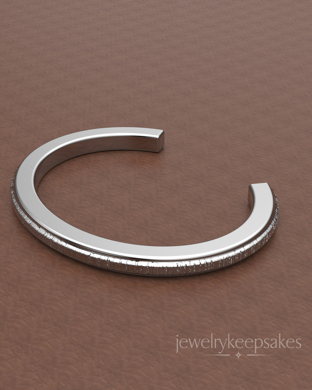 Sterling Silver Textured Cuff Permanently Sealed Waterproof Cremation Bracelet