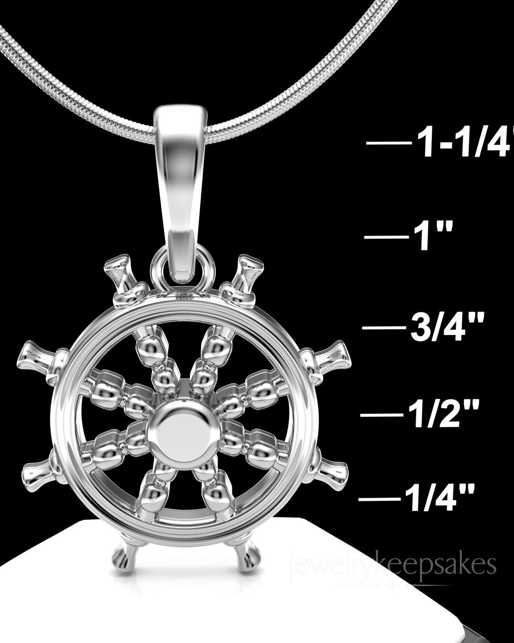 Sterling Silver Ships Wheel Permanently Sealed Waterproof Cremation Pendant