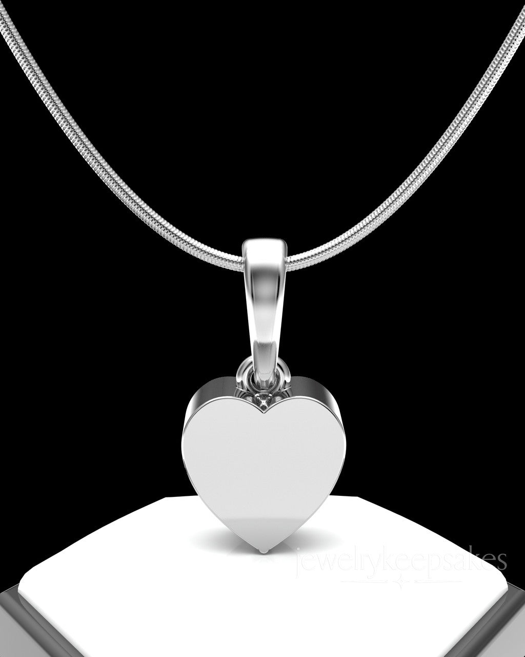 Solid 14K White Gold Gentle Heart Permanently Sealed Waterproof Pendant