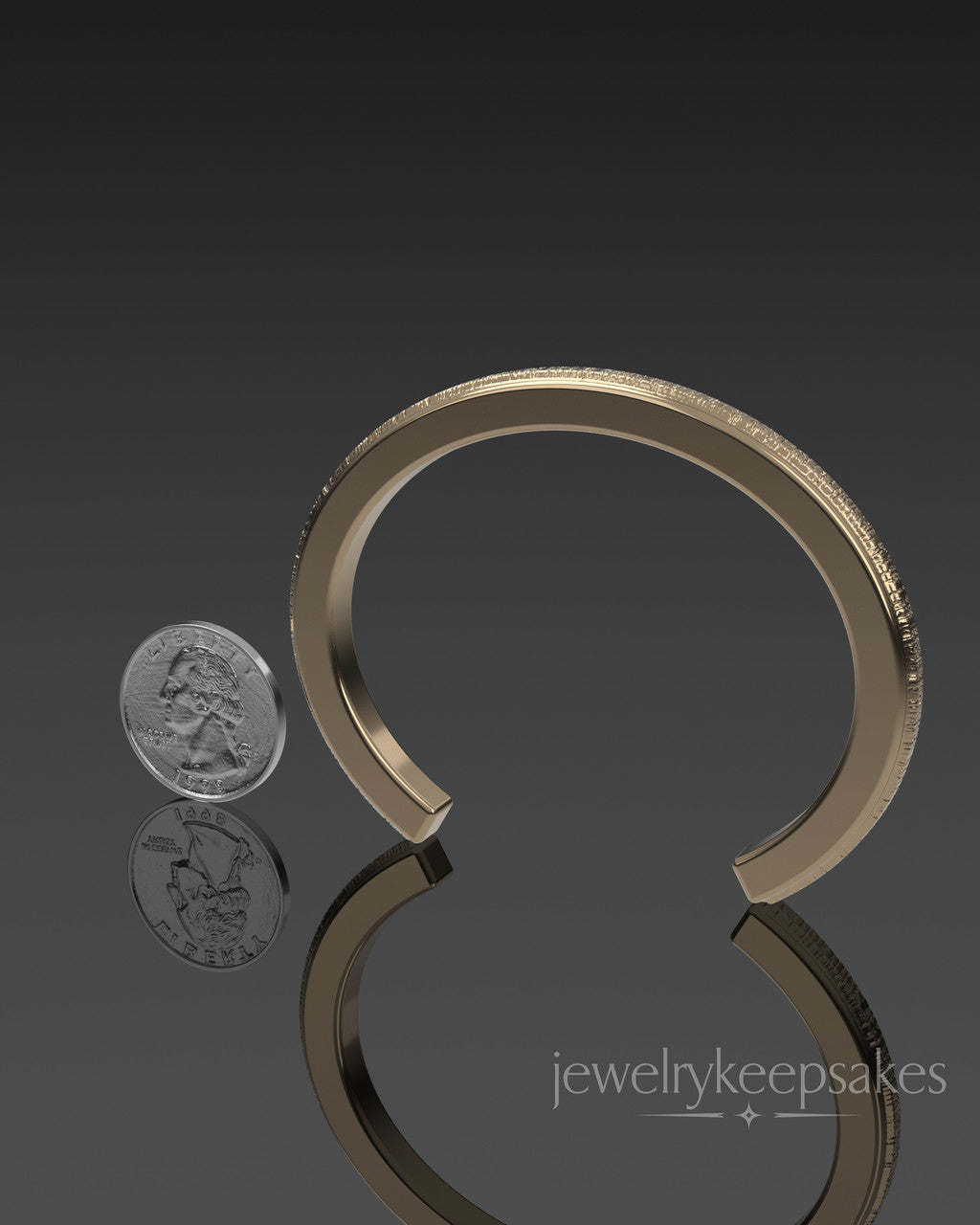 Solid 14k Gold Textured Cuff Permanently Sealed Waterproof Cremation Bracelet
