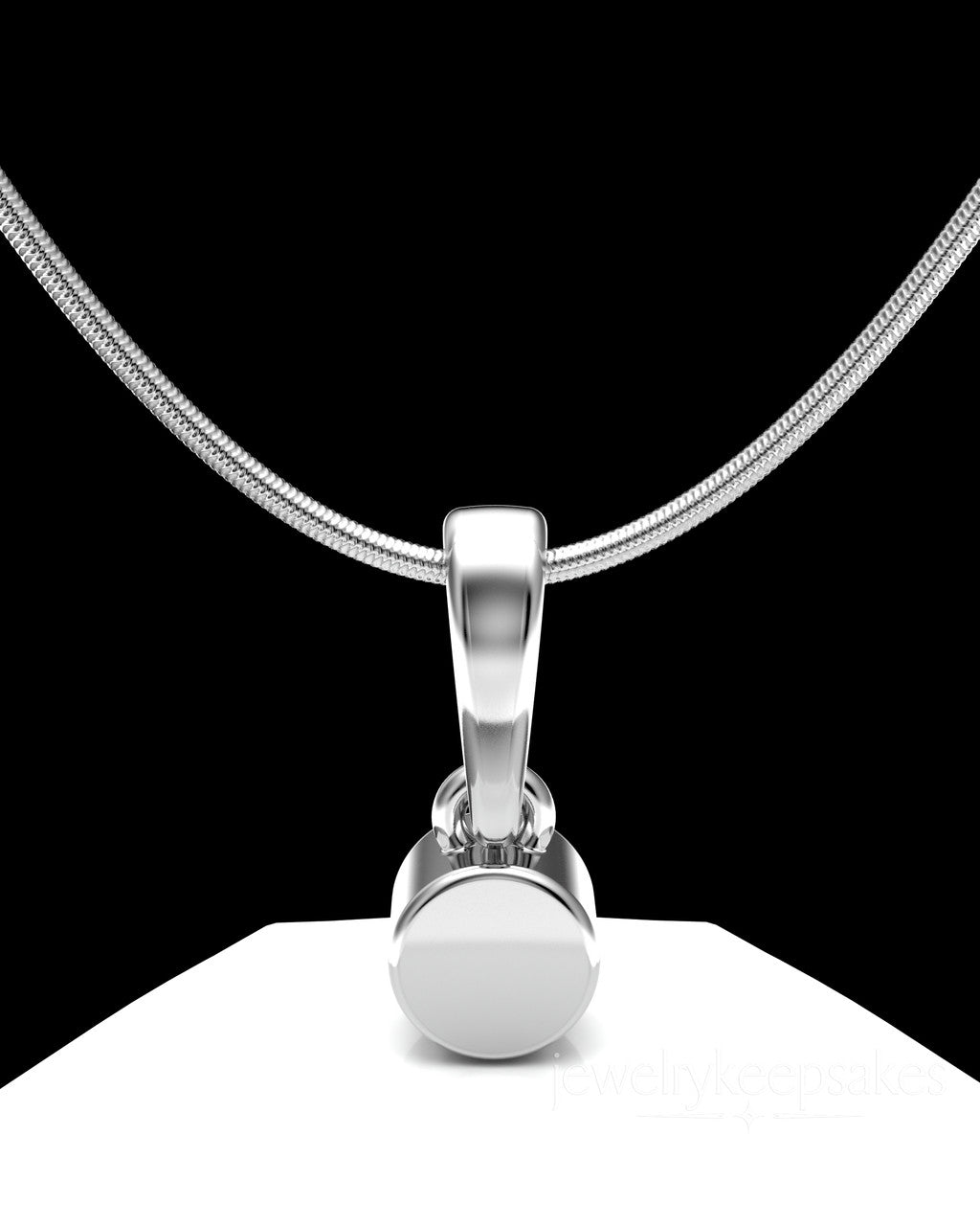 Solid 14k White Gold Small Round Permanently Sealed Waterproof Cremation Pendant