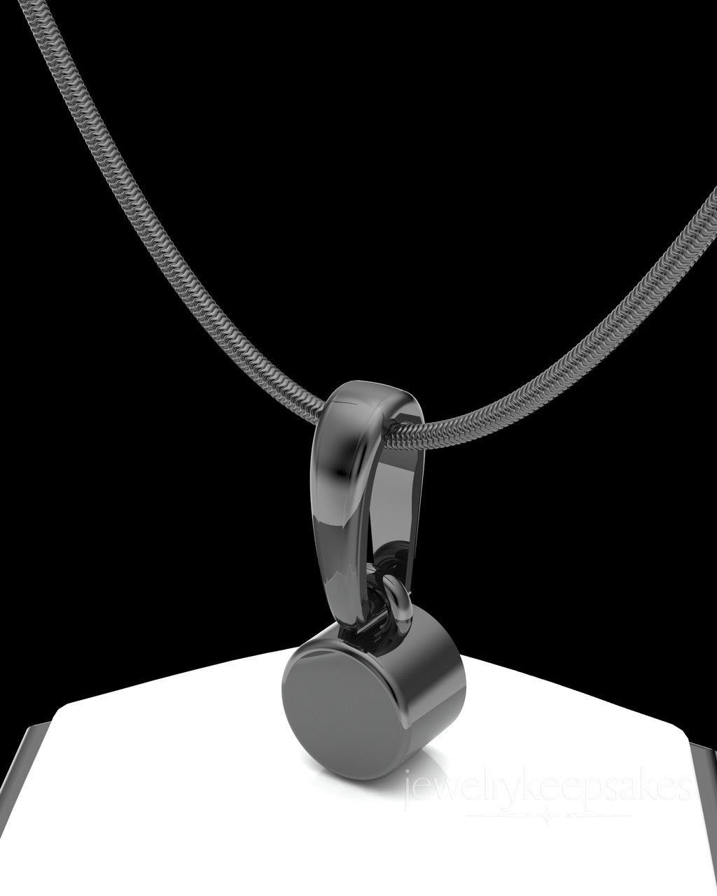 Black Plated Small Round Permanently Sealed Waterproof Cremation Pendant