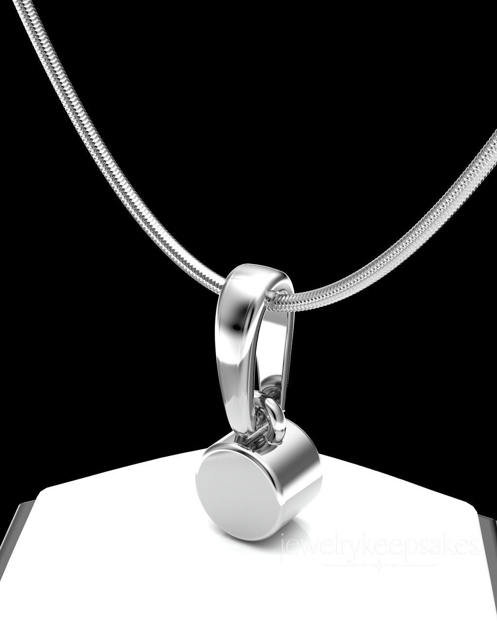 Solid 14k White Gold Small Round Permanently Sealed Waterproof Cremation Pendant