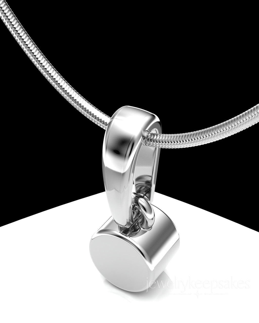 Solid 14k White Gold Small Round Permanently Sealed Waterproof Cremation Pendant