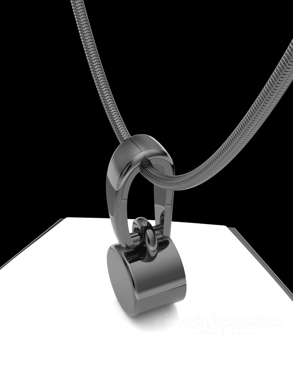 Black Plated Small Round Permanently Sealed Waterproof Cremation Pendant