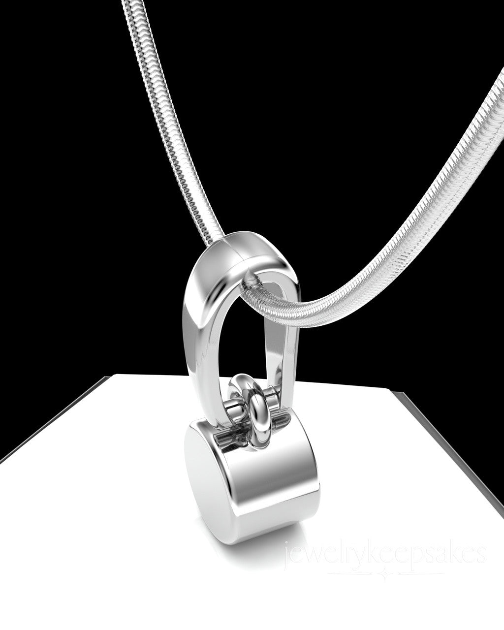 Solid 14k White Gold Small Round Permanently Sealed Waterproof Cremation Pendant