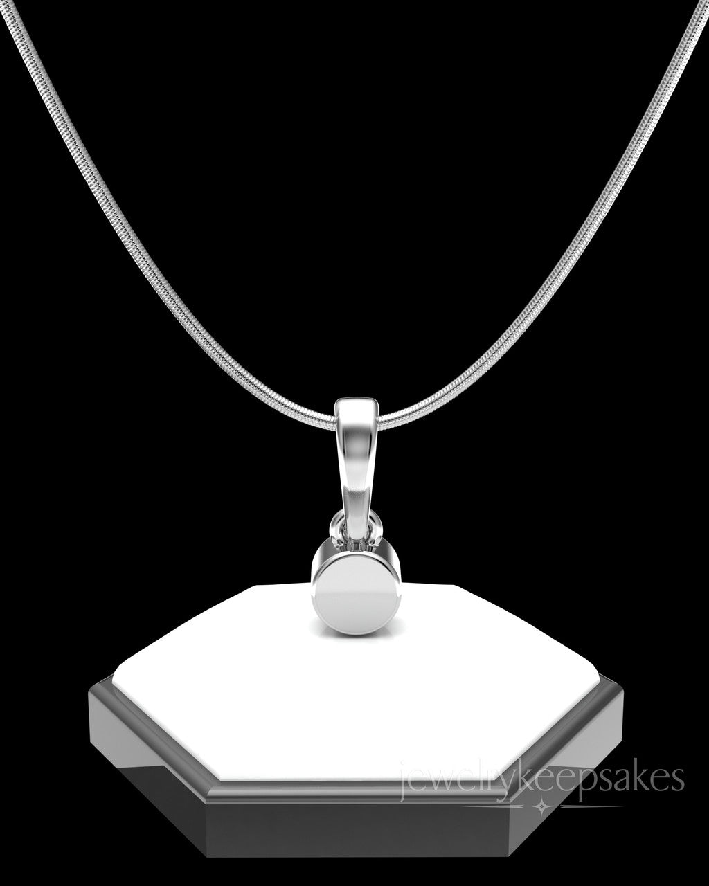Solid 14k White Gold Small Round Permanently Sealed Waterproof Cremation Pendant
