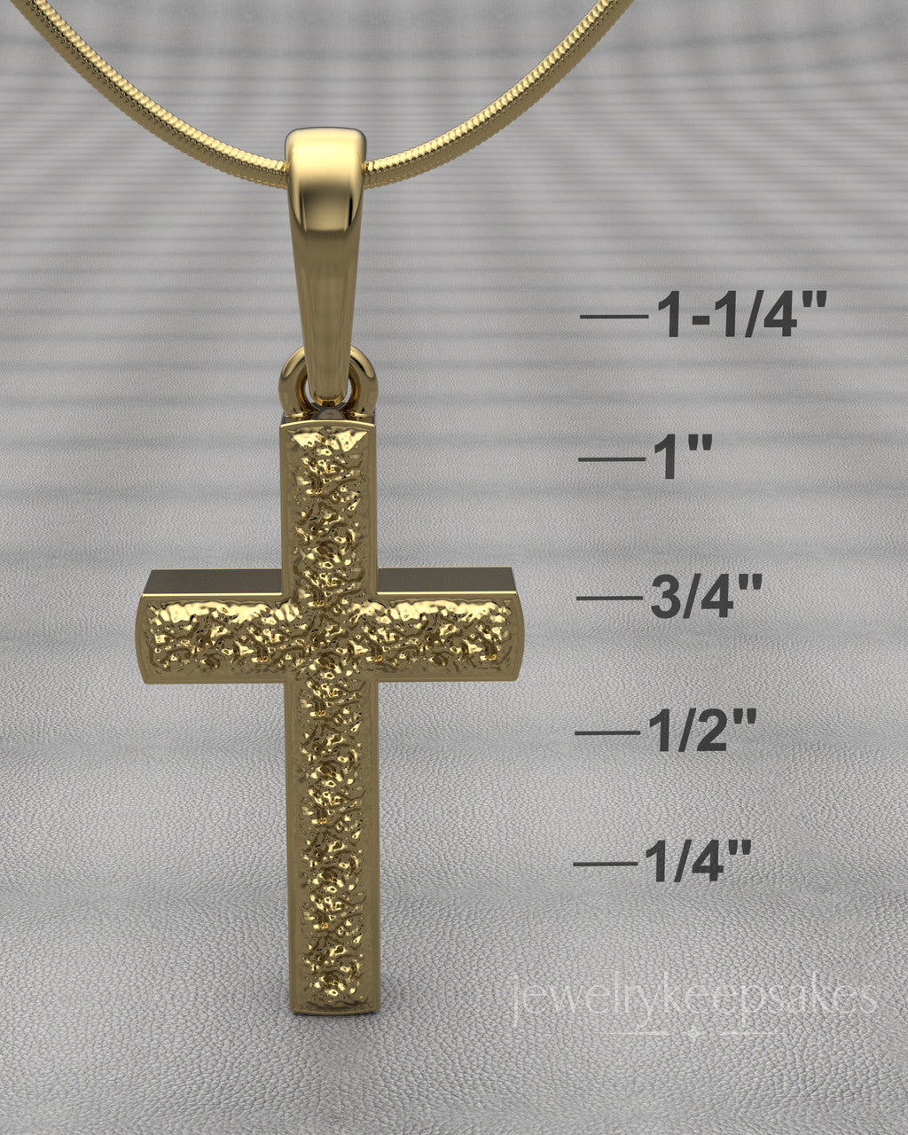 Gold Plated Textured Cross Permanently Sealed Waterproof Cremation Pendant