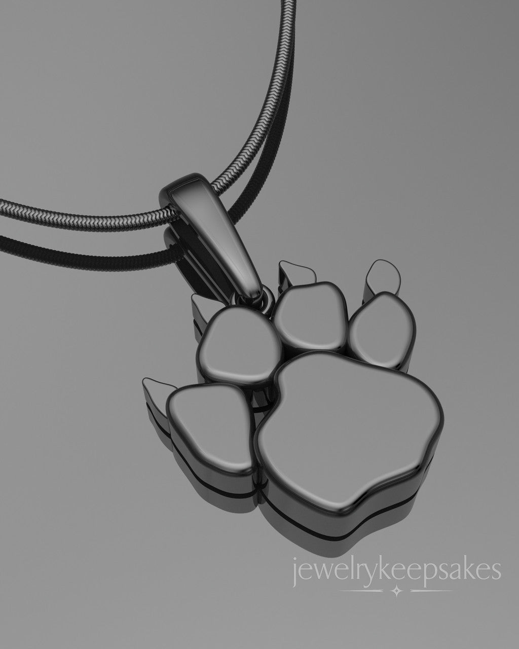 Black Plated Paw Permanently Sealed Waterproof Cremation Pendant