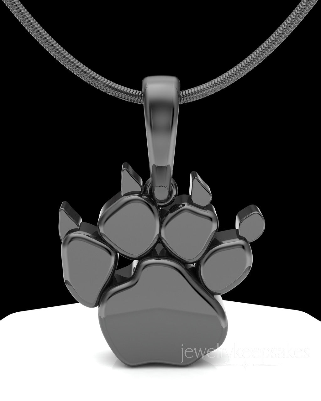 Black Plated Paw Permanently Sealed Waterproof Cremation Pendant