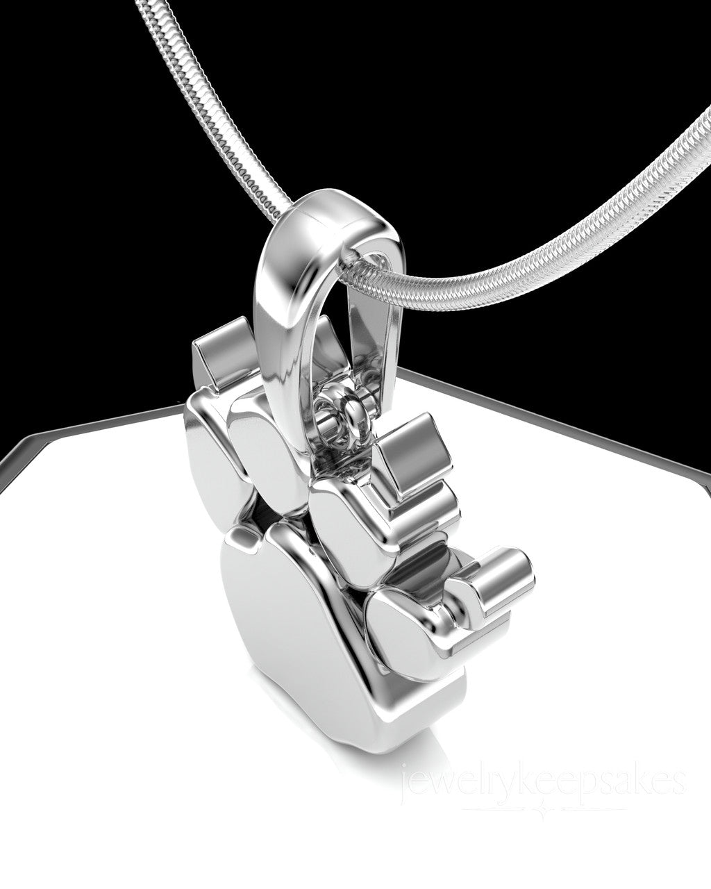 Solid 14k White Gold Paw Permanently Sealed Waterproof Cremation Pendant