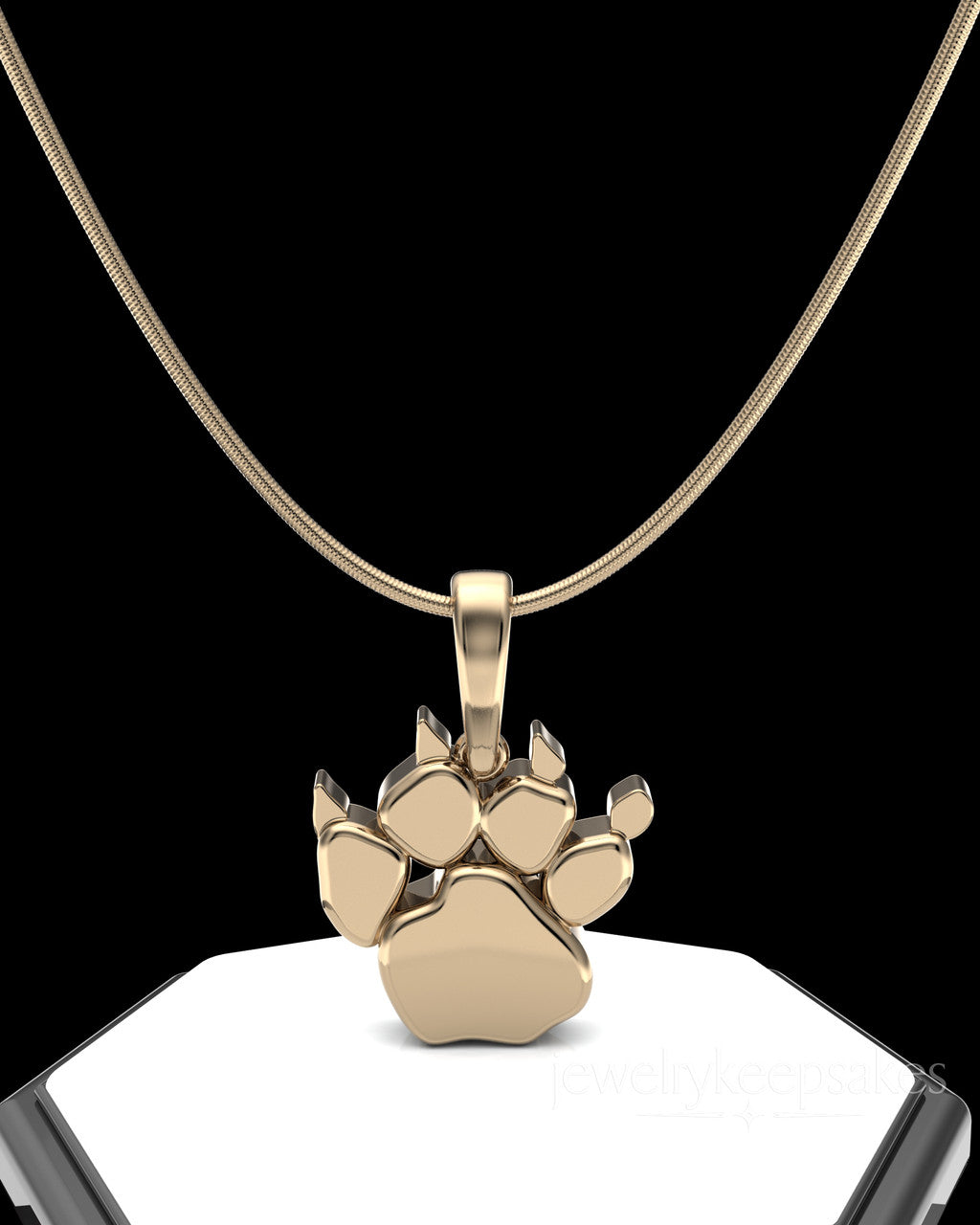 Solid 14k Gold Paw Permanently Sealed Waterproof Cremation Pendant