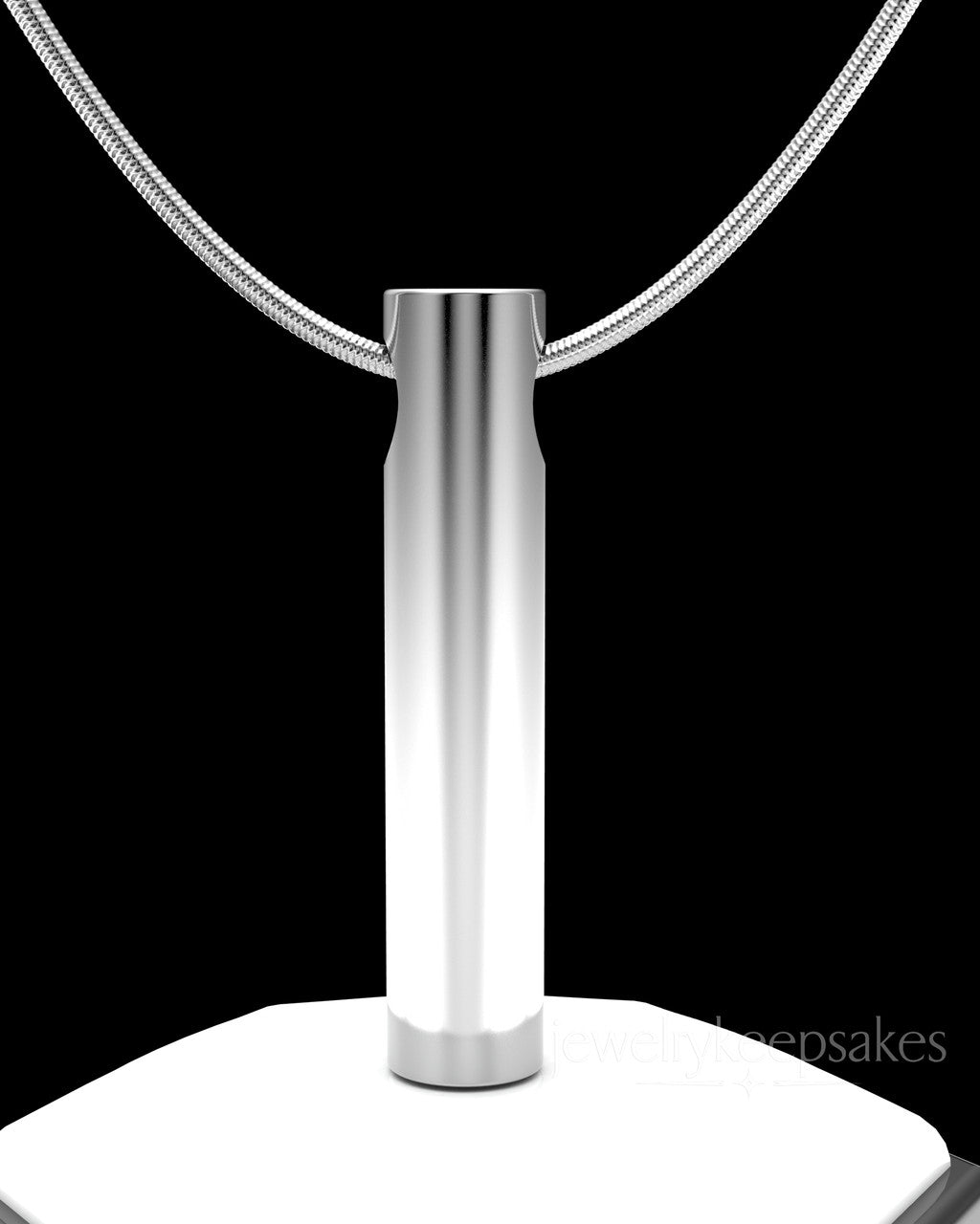 Sterling Silver Long Cylinder Permanently Sealed Waterproof Cremation Pendant