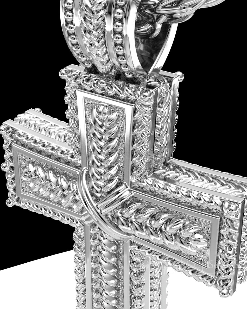 Solid 14k White Gold Inset Cross Permanently Sealed Waterproof Cremation Pendant