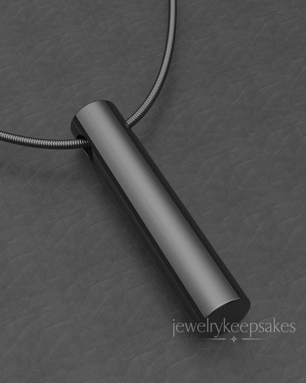 Black Plated Long Cylinder Permanently Sealed Waterproof Cremation Pendant