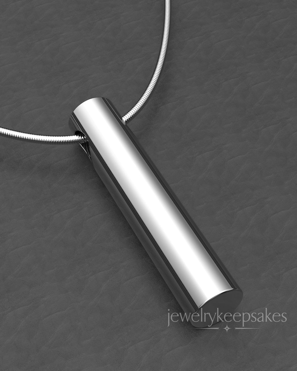 Sterling Silver Long Cylinder Permanently Sealed Waterproof Cremation Pendant