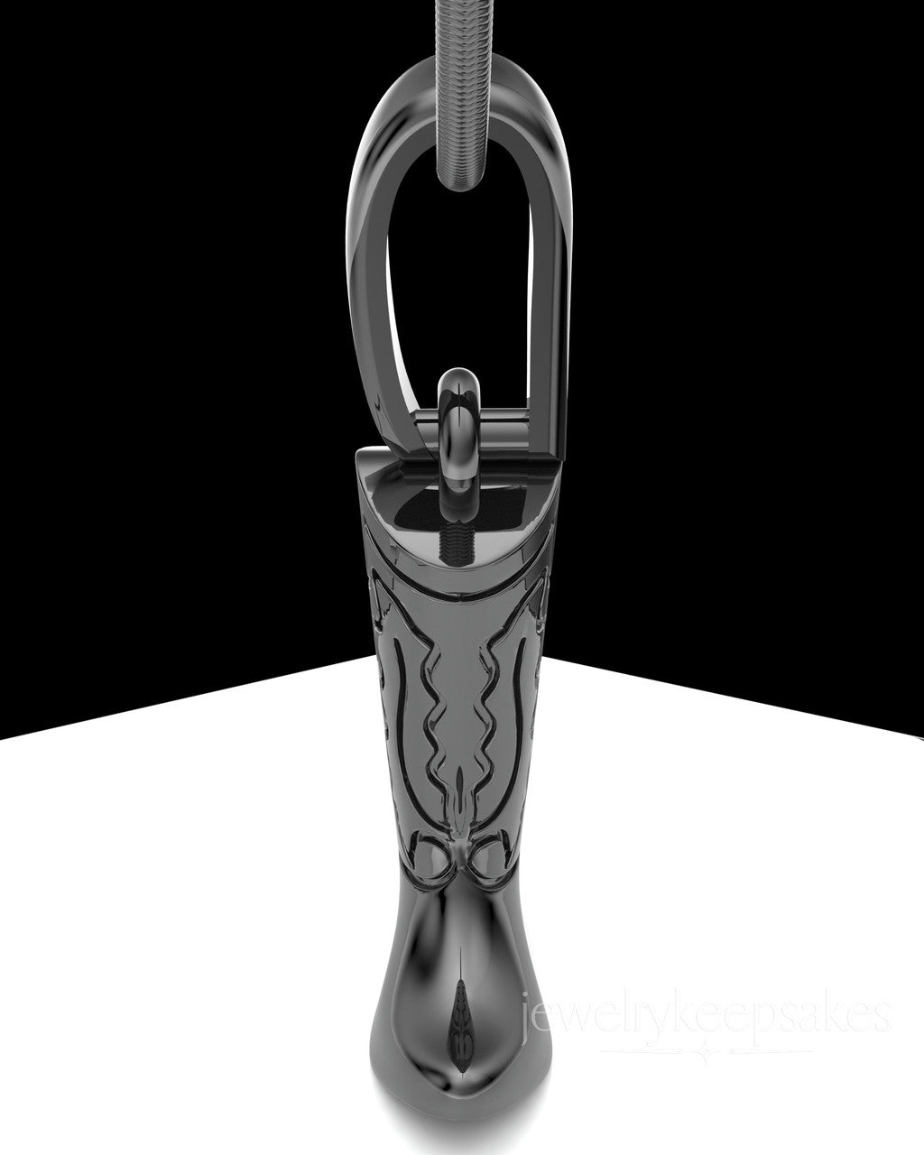 Black Plated Cowboy Boot Permanently Sealed Waterproof Cremation Pendant