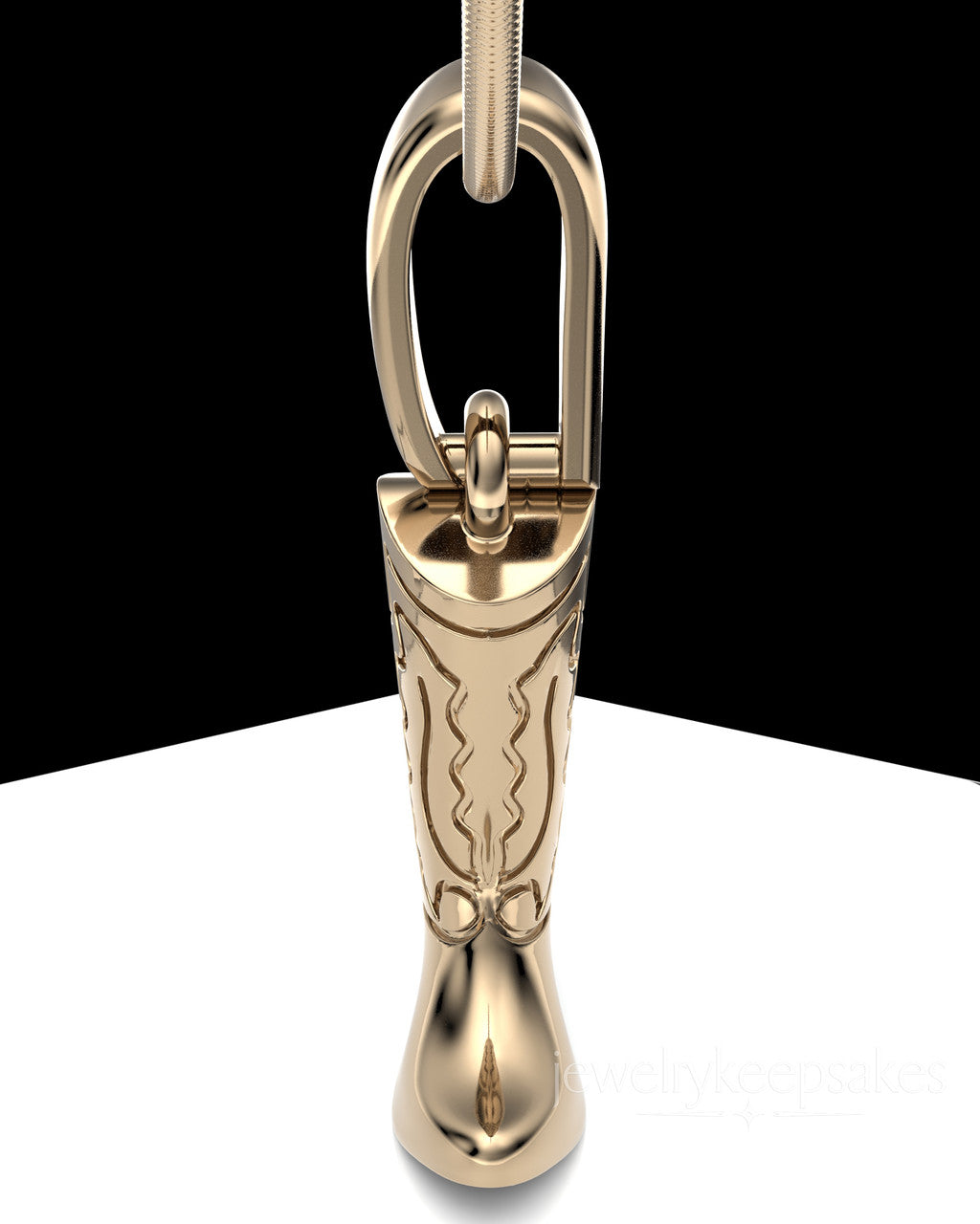 Solid 14k Gold Cowboy Boot Permanently Sealed Waterproof Cremation Pendant