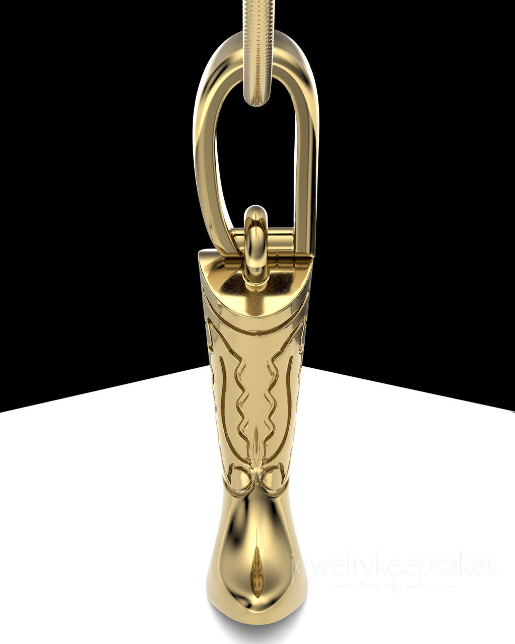 Gold Plated Cowboy Boot Permanently Sealed Waterproof Cremation Pendant