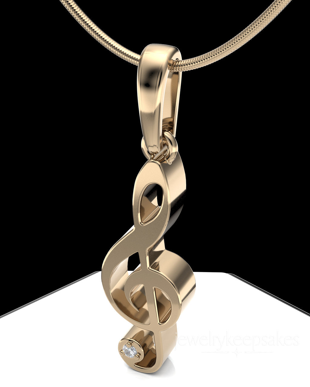 Solid 14k Gold Musical Note Permanently Sealed Waterproof Cremation Pendant